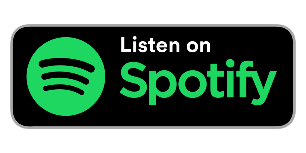 Listen on Spotify” button featuring the green Spotify logo and the text “Listen on Spotify” on a black background, indicating a link to listen to the podcast on Spotify.